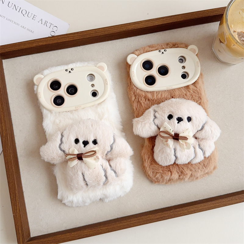 Phone Cases For Iphone 12 Pro Max - 3D Cartoon Strik Puppy Warme Pluizige