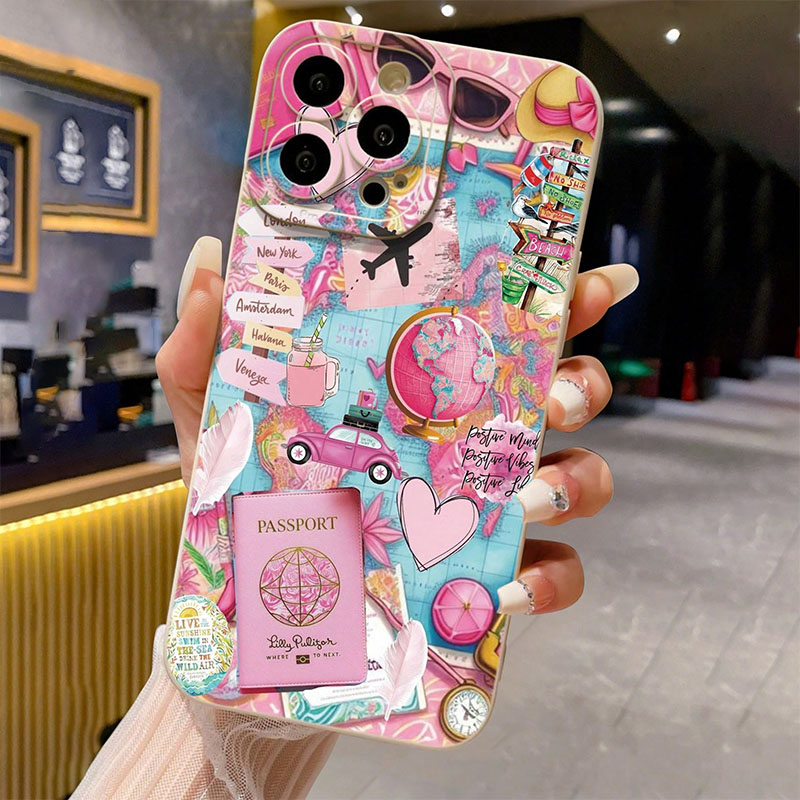 Phone Cases Rugged - Reisvliegtuig Geprinte Matte Anti-Drop Telefoonhoesje Voor