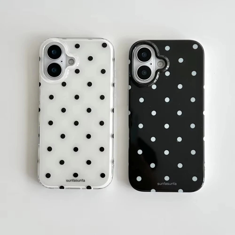 Phone Cases Xr Iphone - Minimalistische zwart-witte stippen telefoonhoesje voor iPhone
