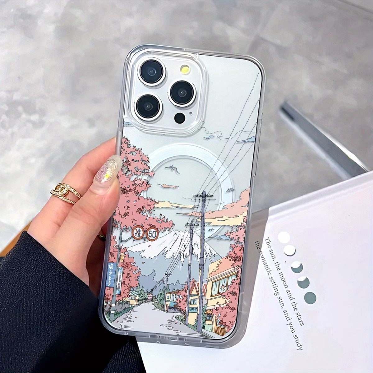 Phone Cases With Magnet - Fuji Kersenbloesem Patroon Telefoonhoesje voor iPhone