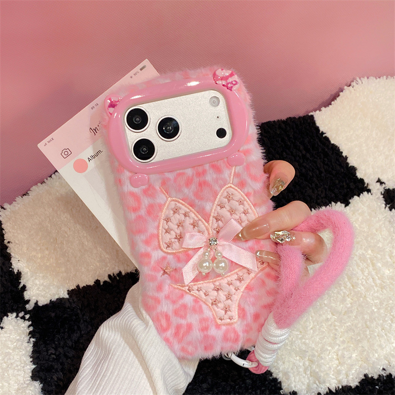 Phone Cases For Iphone 12 Pro Max - Luxe luipaardprint bikini patroon pluche telefoonhoesje