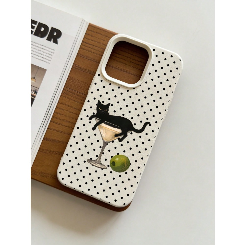 Phone Cases Cat - Artistieke kat in wijnglas illustratie telefoonhoesje,