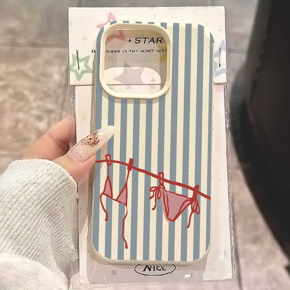 Phone Cases Rugged - Blauw-wit gestreepte bikini telefoonhoesje voor iPhone