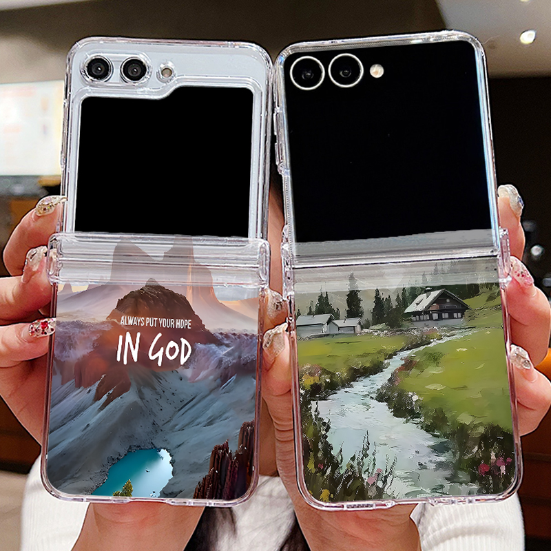 Phone Cases Z Flip 5 - Telefoonhoesje met landschapsmotief, opvouwbaar, voor Samsung