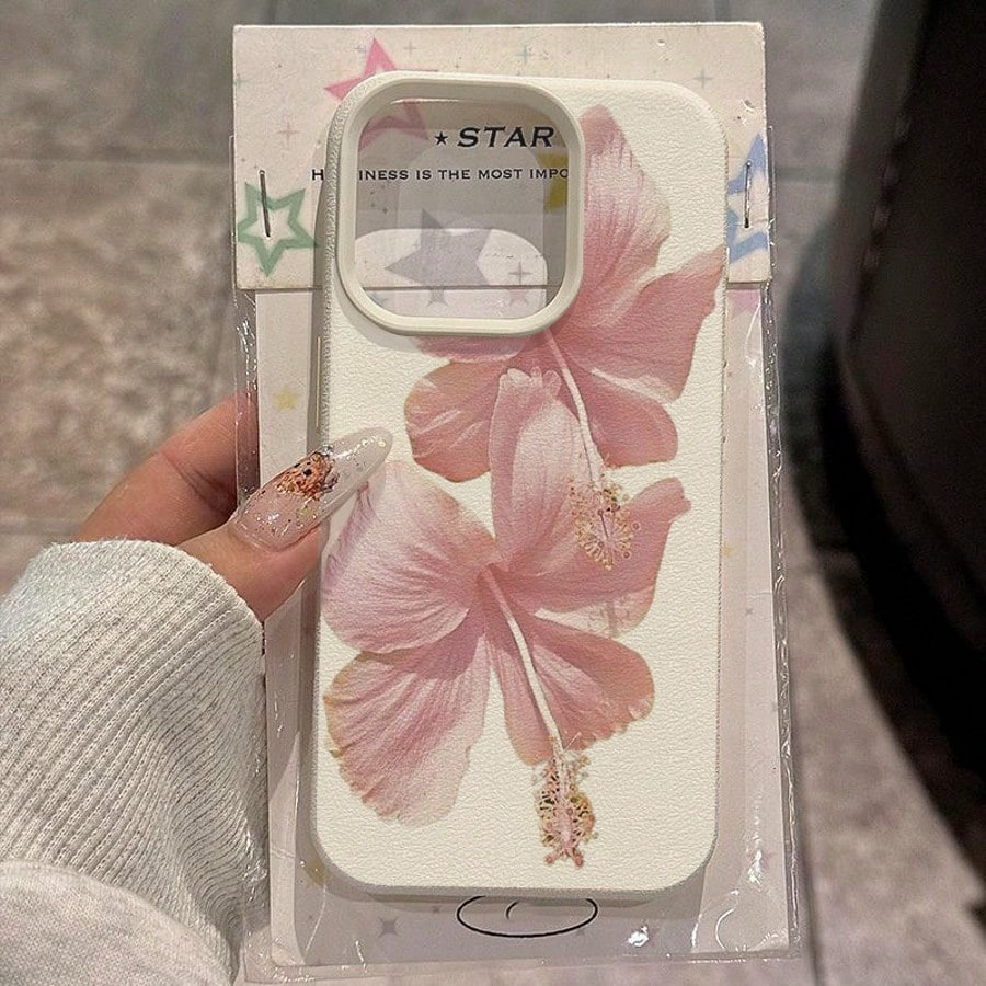 Phone Cases Aesthetic - Roze Hibiscus Elegante Hoge Esthetiek Telefoonhoesje