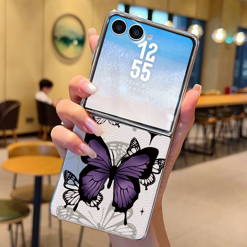 Paarse vlinder PU lederen tele - Phone Cases Z Flip 5 recensie en prijs