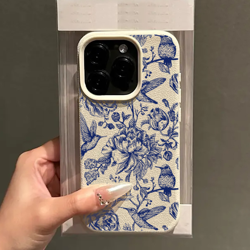 Blauwe retro bloemen- en vogel - Phone Cases Xr Iphone recensie en prijs