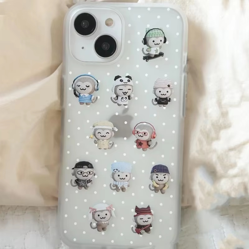 Simpele Kawaii Aap Witte Polka - Phone Cases Iphone 16 Pro Max recensie en prijs